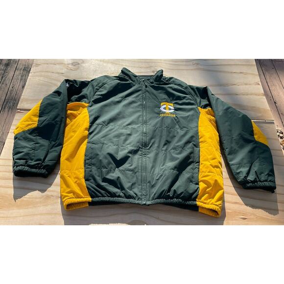 MAJESTIC Crusaders Puffer Jacket Winter Coat Full‎ Zip Men Green/Yellow SZ. 2XL - Picture 1 of 7